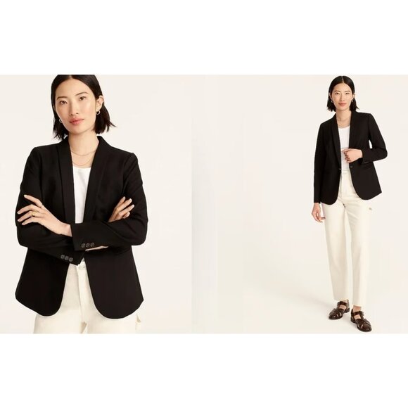 J. CREW parke 1 button blazer jacket stretch wool in black (sz8) - Picture 1 of 15